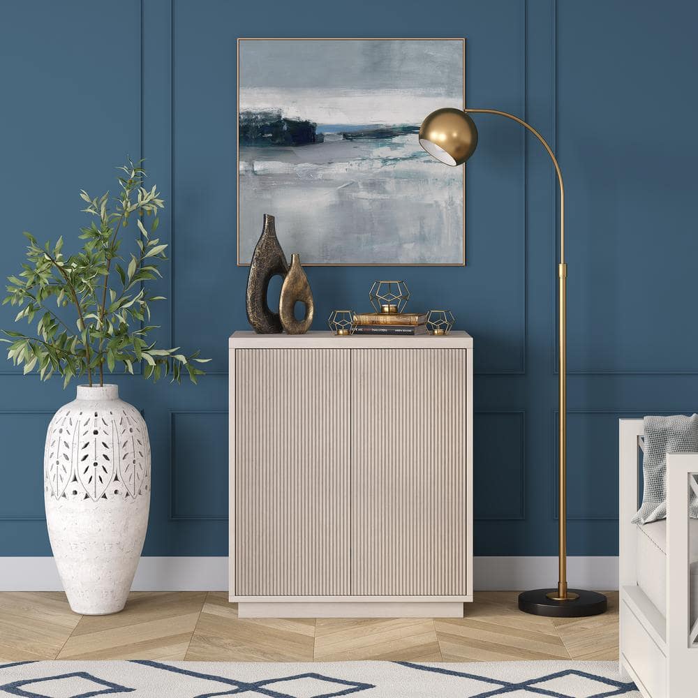 Alder White 28" Modern Ridged Accent Cabinet