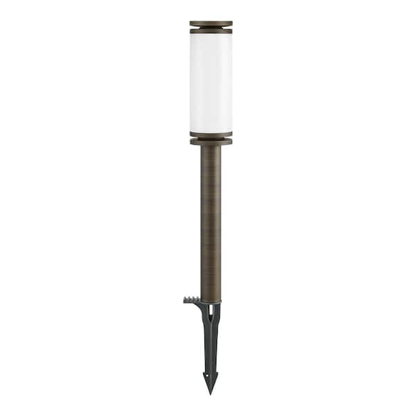 Hampton Bay 100 Lumen Low Voltage Antique Brass Integrated LED Outdoor Bollard Light