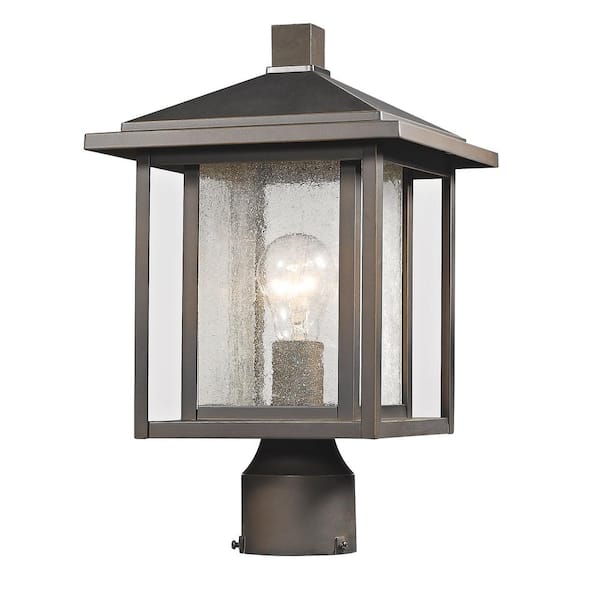 Unbranded Aspen 14.75 in. 1-Light Bronze Aluminum Hardwired Outdoor Weather Resistant Post Light Round Fitter w/No Bulb Included