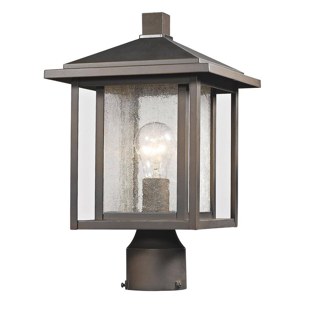 Unbranded Aspen 1 Light Bronze 14.75 in Aluminum Hardwired Outdoor Weather Resistant Post Light Round Fitter with No Bulb Included - 2