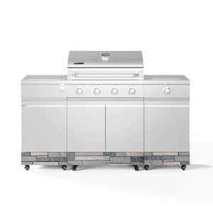 Fresno 5-Burner LP Stainless Steel Plus Shadow Stone Island Grill