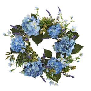 24 in. Artificial Hydrangea Wreath