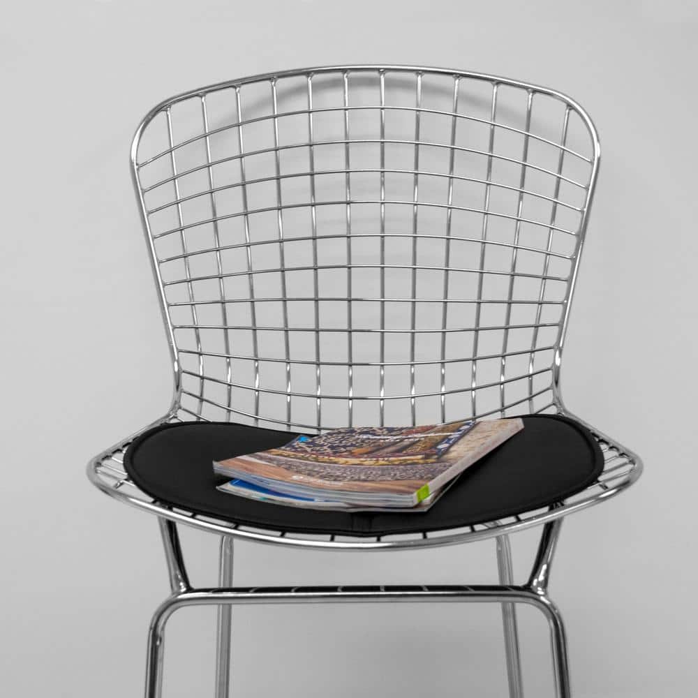 Mid-Century Chrome Wire 25.5" Counter Stool with Leatherette Cushion