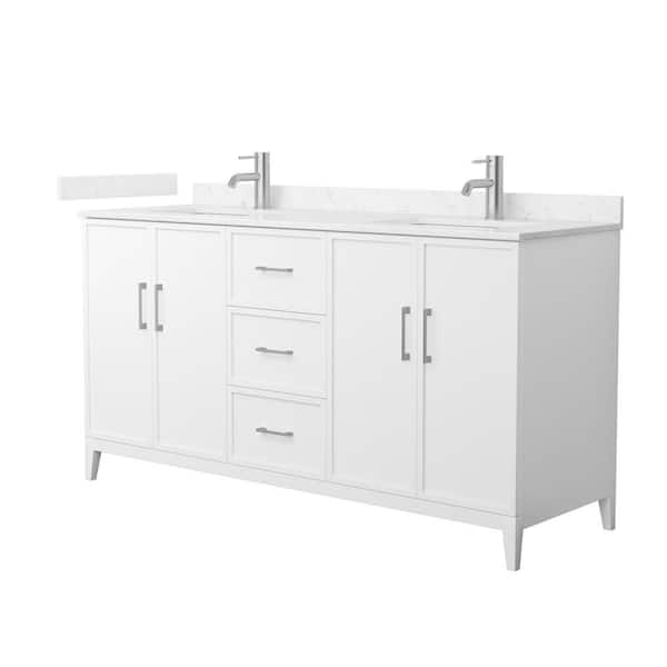 Wyndham Collection Elan 66 in. W x 22 in. D x 35 in. H Double Bath Vanity in White with Carrara Cultured Marble Top