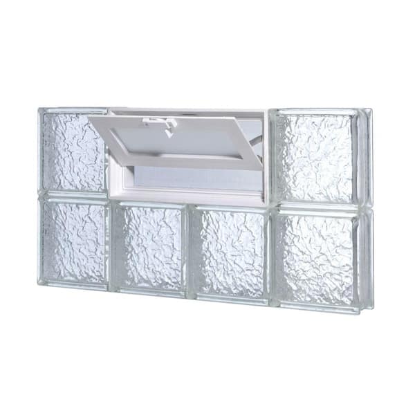 Unbranded 31 in. x 13.75 in. Vented IceScapes Pattern Glass Block Window