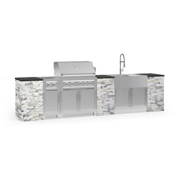NewAge Products Signature Series 145.16 in. x 25.5 in. x 58.64 in. 11-Piece Outdoor Kitchen Cabinet Set with Natural Gas 36 in. Grill
