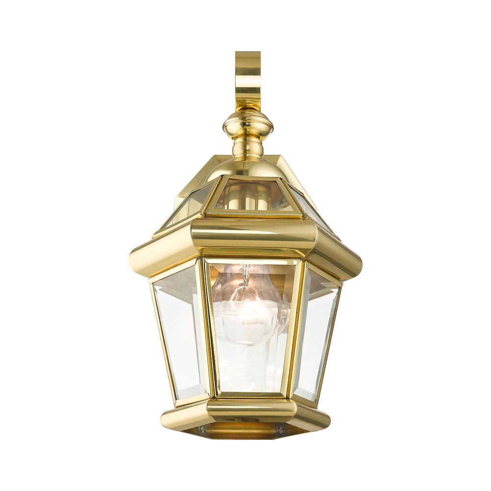 Georgetown Polished Brass Dimmable Wall Lantern with Clear Glass