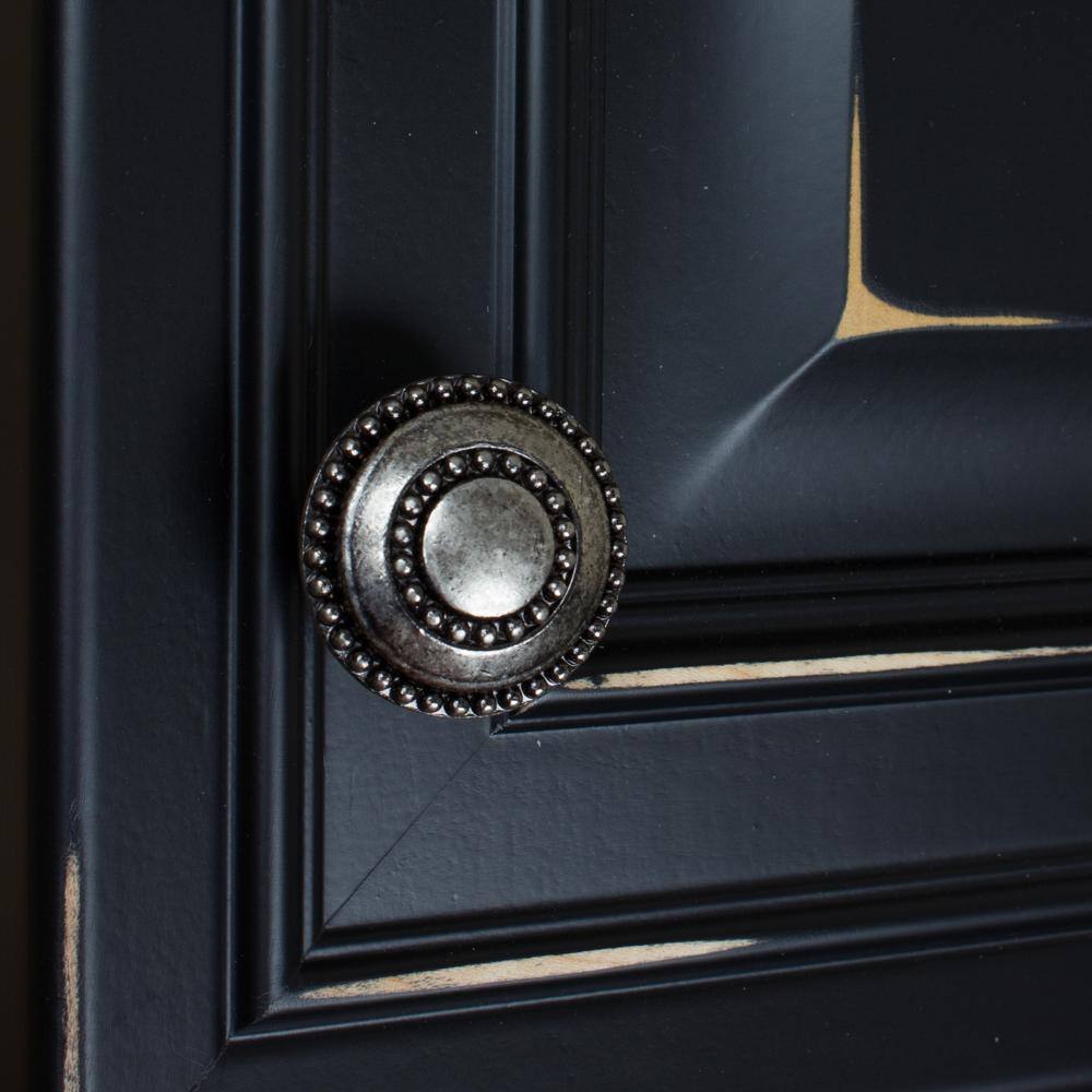 Weathered Nickel Beaded Round Cabinet Knob Set