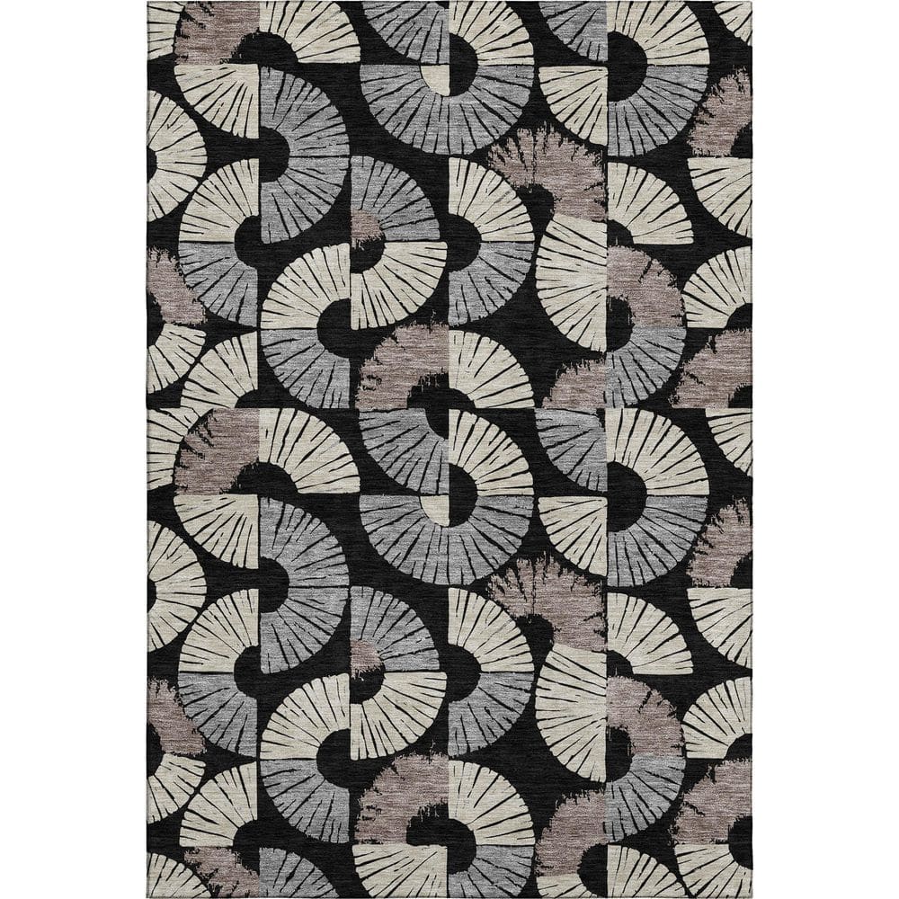 Mayfield Premium Machine Washable Abstract AMF2462 Black 5 ft. x 7 ft. 6 in. Area Rug price history on PriceWatchPro