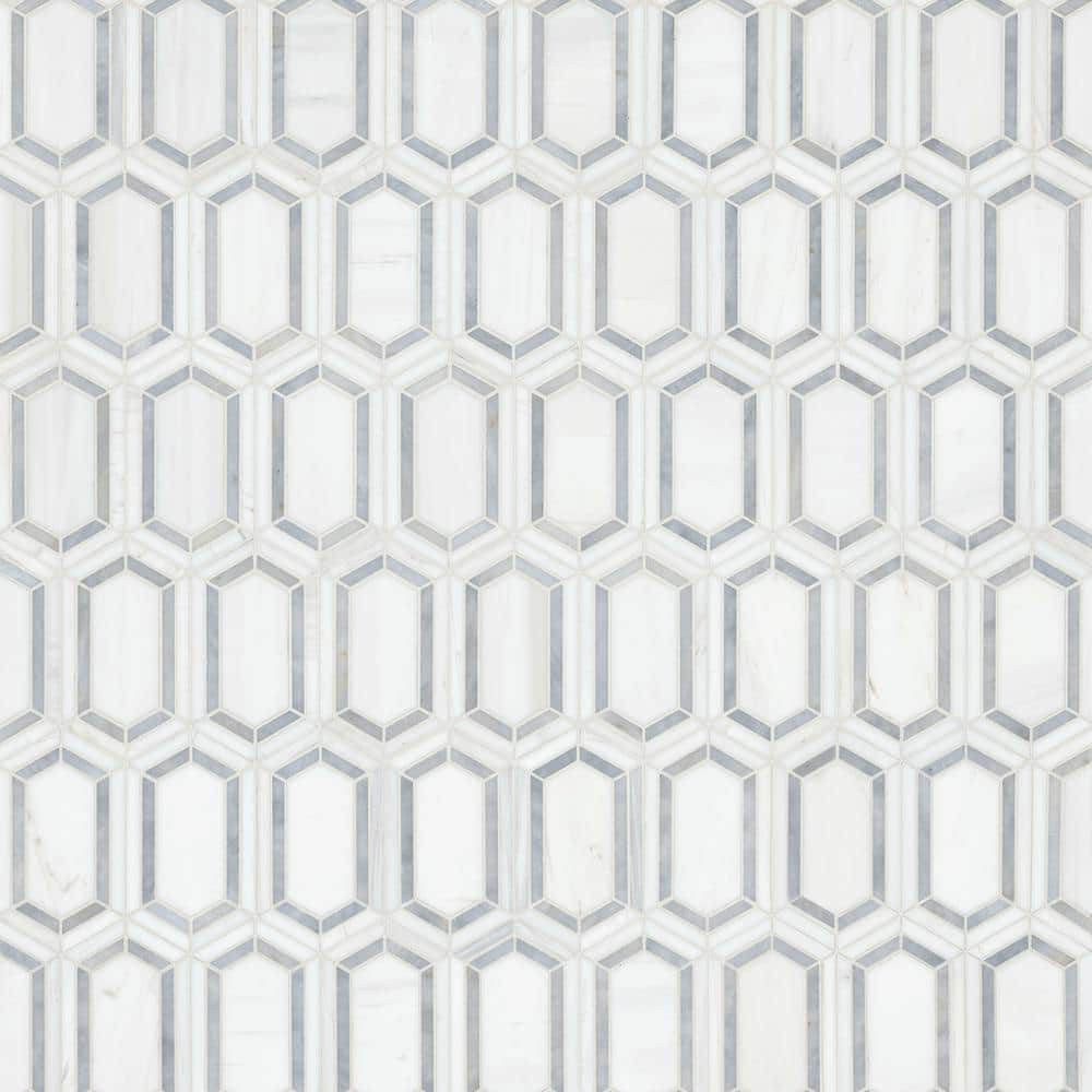 Pavilion Picket 12 in x 12 in. x 10 mm Polished Marble Mosaic Tile (10 sq. ft./case) -  MSI, BIANDOL-PAVPK8M