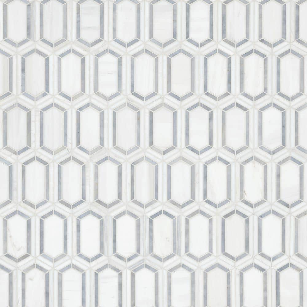 12x12 White and Brown Marble Mosaic Tile Pack