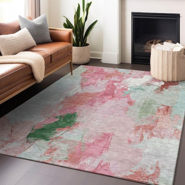 Chantille Machine Washable Indoor/Outdoor Abstract ACN1914 Blush 3 ft. x 5 ft. Accent Rug