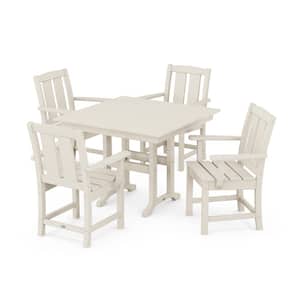 Mission 5-Piece Farmhouse Plastic Square Outdoor Dining Set in Sand