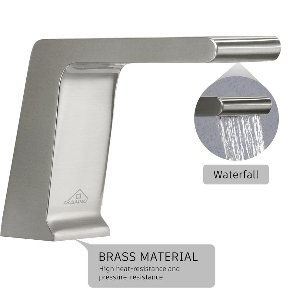 Brushed Nickel 5-Hole Deck Mounted Tub Faucet with Hand Shower
