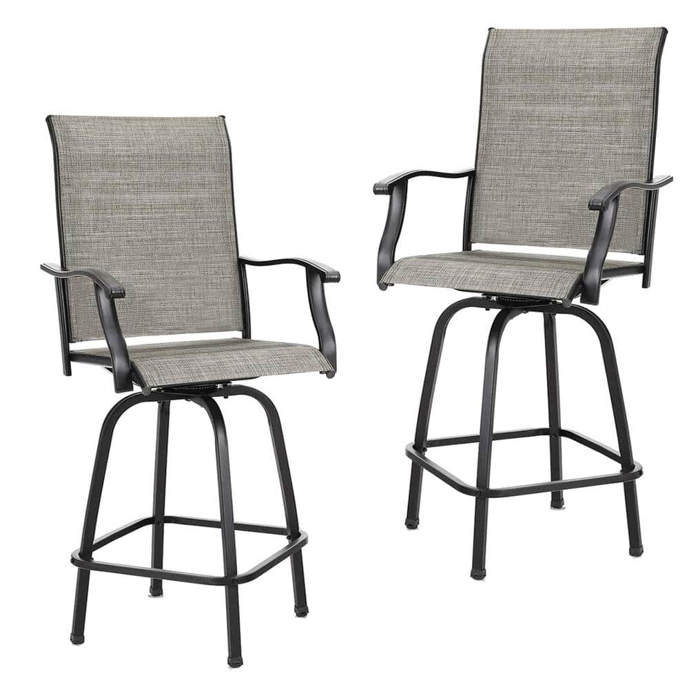 WIAWG Swivel Metal Outdoor Bar Stools, High Patio Bar Stools Textilene