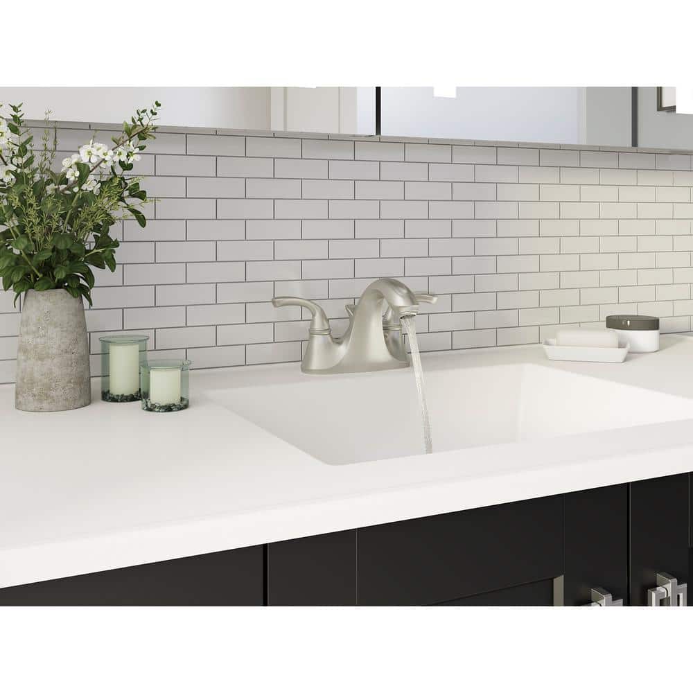 Forté Brushed Nickel Double Handle 4" Centerset Bathroom Faucet