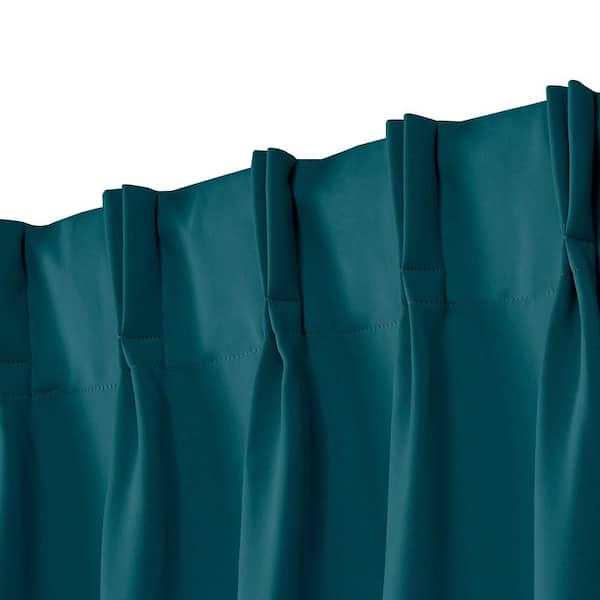 Teal Sateen Solid 30 in. W x 84 in. L Noise Cancelling Thermal Pinch Pleat Blackout Curtain (Set of 2)