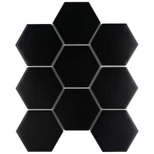 Metro Super 4 in. Hex Matte Black 10 in. x 11-1/2 in. Porcelain Mosaic Tile (8.2 sq. ft./Case)