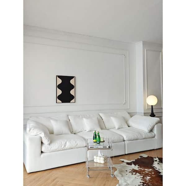 120.45 in. W Square Arm Linen Rectangle Modular Free Combination Sofa in. White