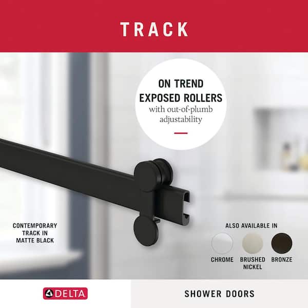 Contemporary: 72 in. W x 3.75 in. D Frameless Sliding Shower/Tub Hardware Assembly Kit in Matte Black (For 6mm Glass)