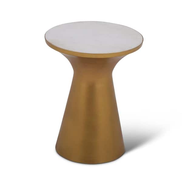 Steve Silver Company Jaipur Brass, Gold and Marble Round End Table