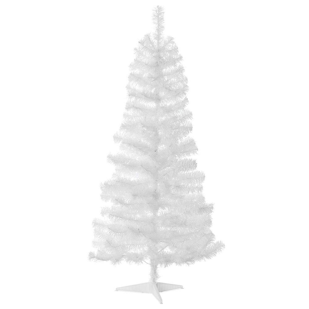 Condition photo showing New/Like New for 4 ft. White Tinsel Pre-Lit Artificial Christmas Tree with 50 LED Clear/White Lights