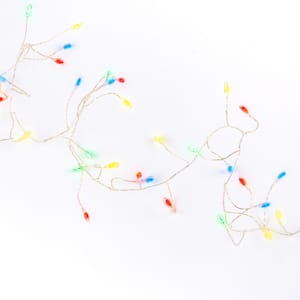 10 ft. L Multi-Color Christmas Firecracker White Garland with Lights