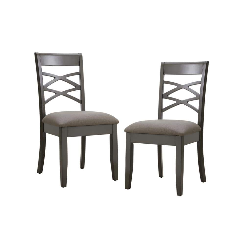 Graystone Wood Double Cross Back Upholstered Side Chair Set