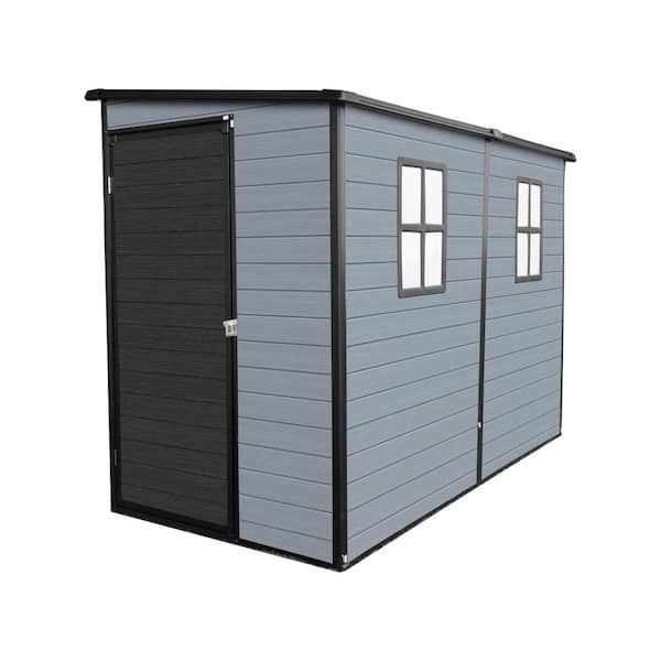 8 ft. W x 4 ft. D Outdoor Resin Garden Shed with Floor and 2