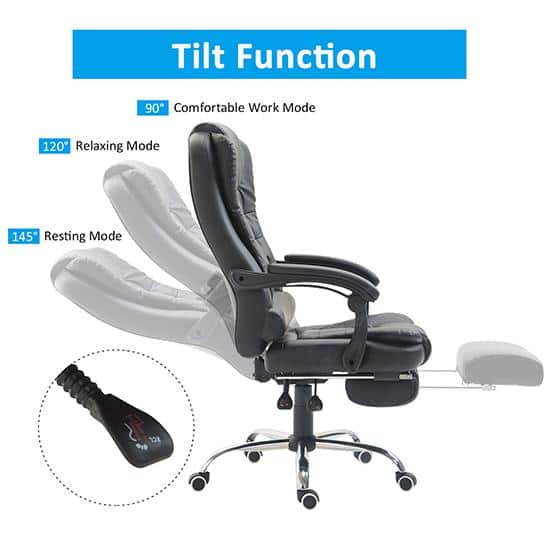 Black PU Leather High Back Ergonomic Executive Swivel Chair