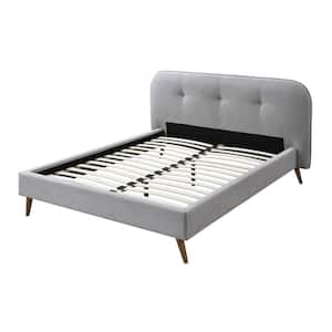 Graves Gray Eastern King Bed with Button Tufted Headboard