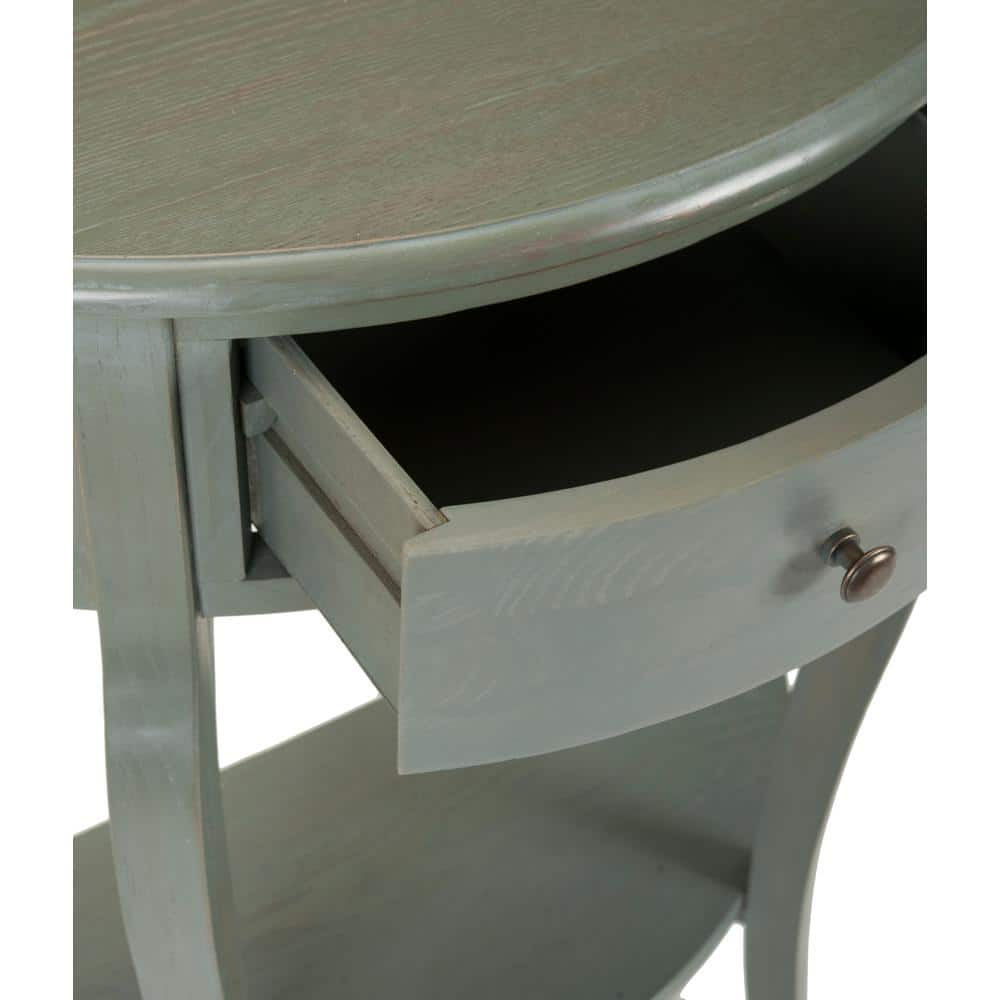 Gray Pine Wood Demilune Console Table with Storage