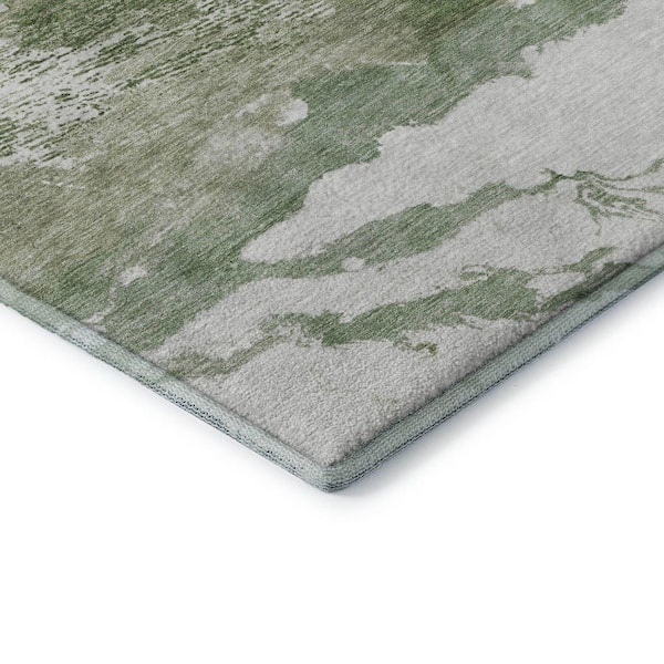 Mayfield Premium Machine Washable Abstract AMF2054 Green 2 ft. x 3 ft. Accent Rug