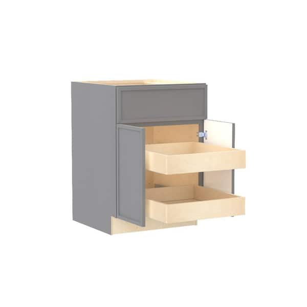 Home Decorators Collection Franklin 24 in. W x 24 in. D x 34.5 in. H Assembled Plywood Base Kitchen Cabinet in Veiled Gray with 2ROT Soft Close