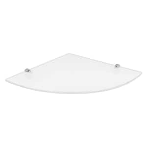 6 in. L x 0.37 in. H x 6 in. W Wall Mount White Tempered Glass Floating Corner Shelf in Chrome Brackets