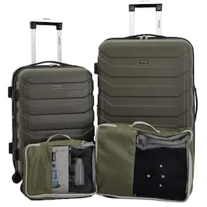 4-Piece Olive Hard Side Verticals Set and 2-Packing Cubes Luggage Set