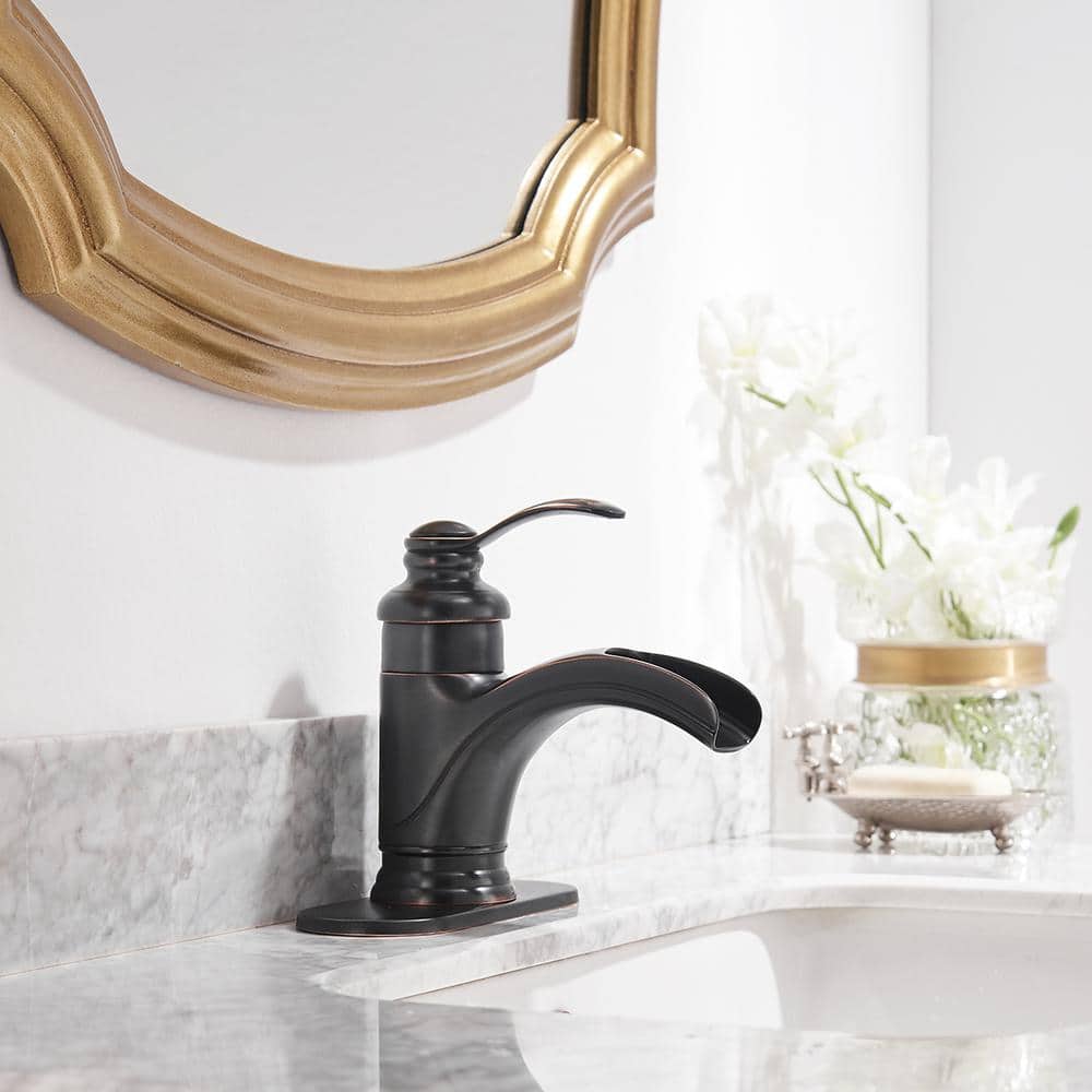 Oil Rubbed Bronze Single Handle Waterfall Bathroom Faucet