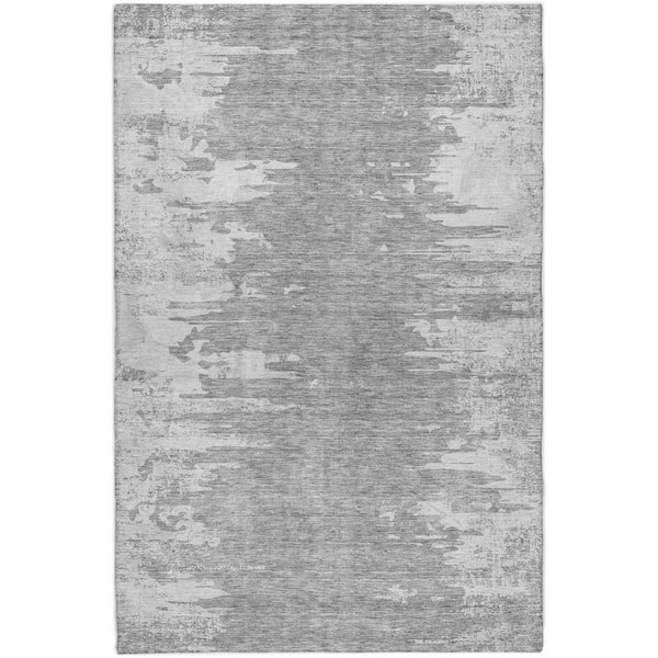 Dream Shag Premium Machine Washable Abstract ADS705 Silver 5 ft. x 7 ft. 6 in. Area Rug