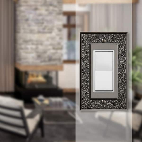 English Garden 1 Gang Rocker Metal Wall Plate - Antique Nickel
