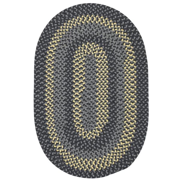 Home Decorators Collection August Grey/Yellow 2 ft. x 4 ft. Braided Oval Area Rug
