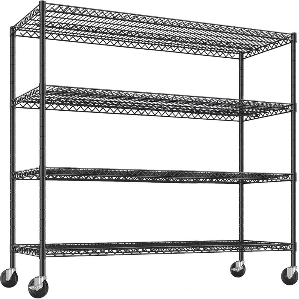 "55""Lx24""Wx75""H 4-Tier Rolling Wire Shelving Storage Shelving Unit, Mobile Metal Rack with 4"" Locking Casters" price history on PriceWatchPro