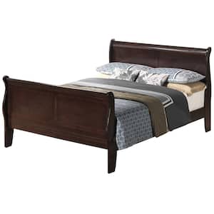 Esofastore Gorgeous Cherry 3pc Beautiful Louis Philippe Style California  King Size Sleigh Bed 2x Nightstand Set Wooden Bedroom Furniture