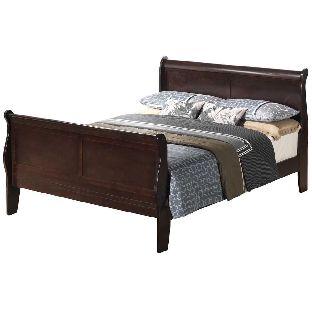 AndMakers Louis Philippe Cappuccino Queen Sleigh Bed with High Footboard -  PF-G3125A-QB