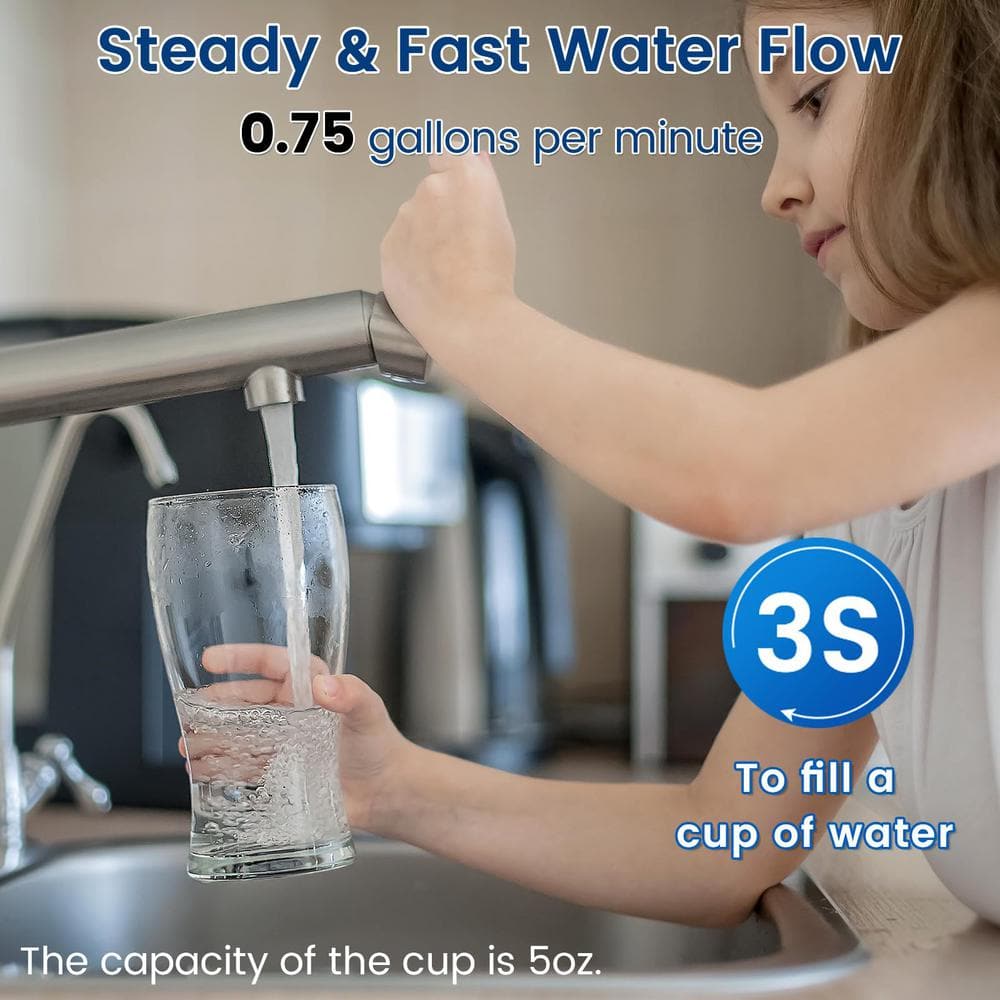 Large Black Stainless Steel Under Sink Water Filter System