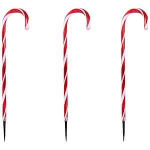 28 in. LED Red and White Candy Cane Christmas Pathway Lights (Set of 8)