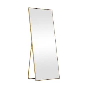 35 in. W x 79 in. H Modern Rectangle Metal Framed Gold Full Length Floor Mirror Standing Mirror