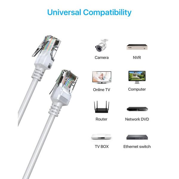 150 FT Cat5e Ethernet Cable – RJ45, White, For PC, PS, Xbox, Router