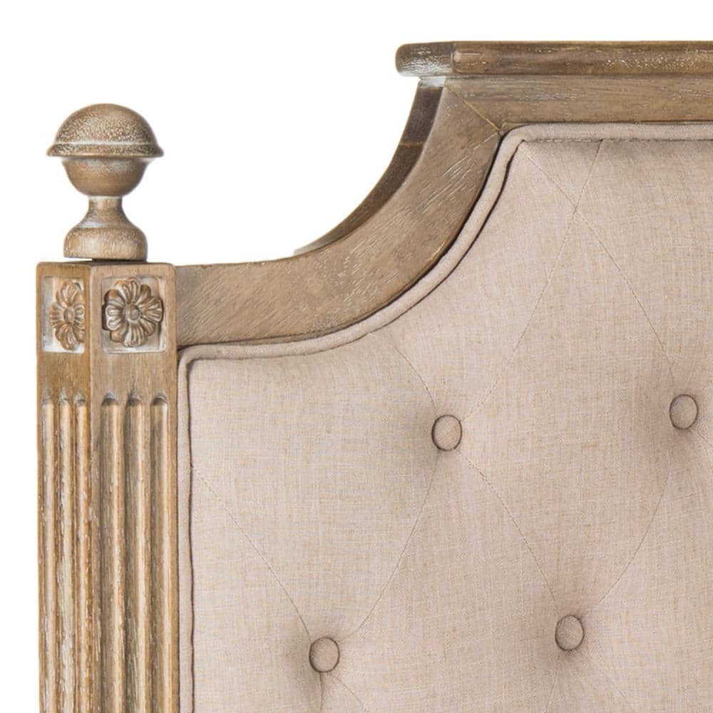 Beige Tufted Linen Upholstered Full Headboard
