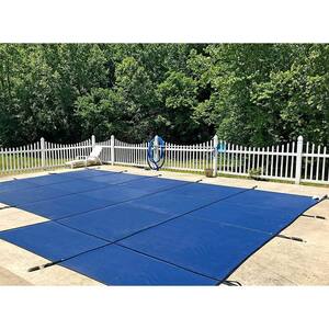 18 ft. x 36 ft. Rectangle Blue Mesh In-Ground Safety Pool Cover for Right End Step, ASTM Certified