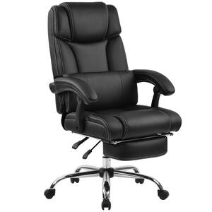 Black High quality PU leather Office Chairs with Support Cushion and Footrest